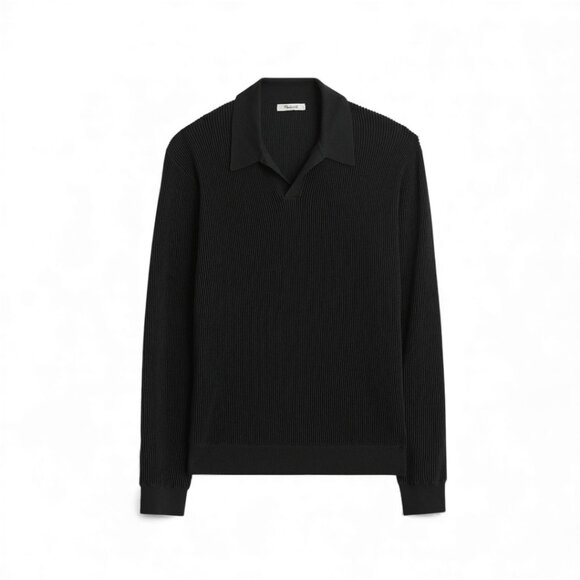 Madewell Johnny-Collar Sweater Polo Shirt in Merino Wool Size Large - Picture 3 of 12